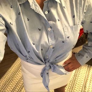 J.Crew blue anchor button down shirt